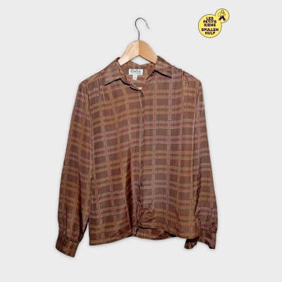 Delca Couture Blouse &Agrave; Carreaux Manches Longues L / 40 / 12