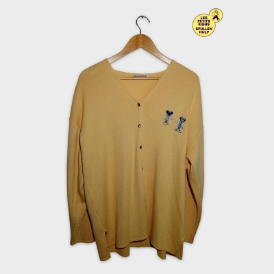 Cardigan Jaune Moutarde Laine M&eacute;rinos L Donaldson Walt Disney Minnie & Mickey