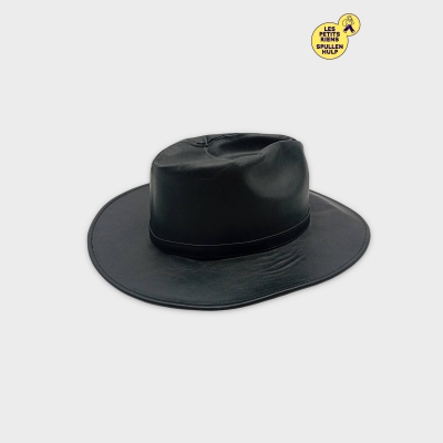 Chapeau Fedora Cowboy Noir Effet Cuir Taille M