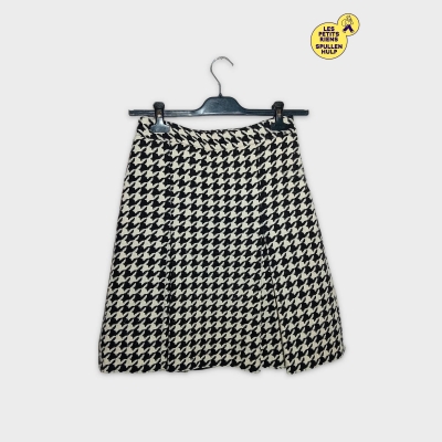 Jupe Courte Pied-de-poule Noir Cr&egrave;me S Massimo Dutti