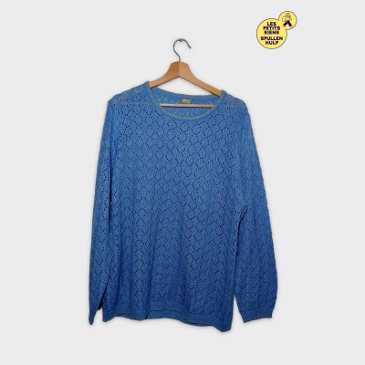 Pull Ajour&eacute; Bleu Bonheur En Acrylique Bleu Ciel Xxxl / 46 / 18