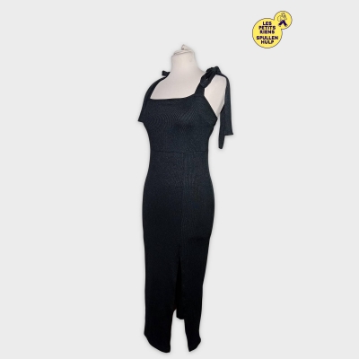 Robe Longue Noire C&ocirc;tel&eacute;e Bretelles Nou&eacute;es Dos Crois&eacute; M Cider