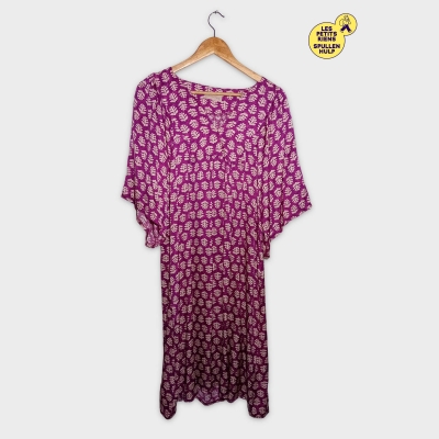 Robe Tunique Fluide Sensuniq Violette Motif Feuillage - Tr&egrave;s Bon &Eacute;tat