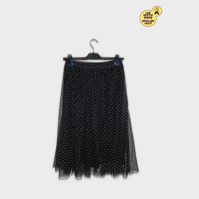 Jupe Mi-longue Pliss&eacute;e Tulle Noire Pois Dor&eacute;s H&m M