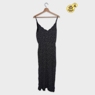 Robe Longue Noire À Motifs Blancs Majolica M