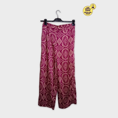 Pantalon Fluide Easy Clothes Motif Géométrique Fuchsia L