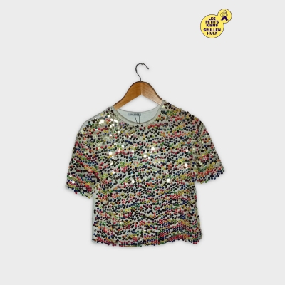 Haut Court &Agrave; Sequins Multicolores Zara Trafaluc S