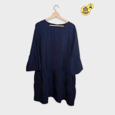 Robe Tunique Cos Bleu Marine Ample Volants Xxl 44