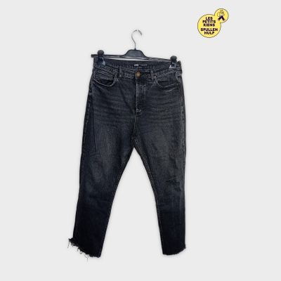 Jean Femme Zara Noir D&eacute;lav&eacute; Taille Haute Coupe Droite Xl