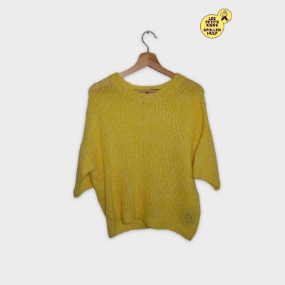 Pull Maille Ouverte Jaune Selected Femme M