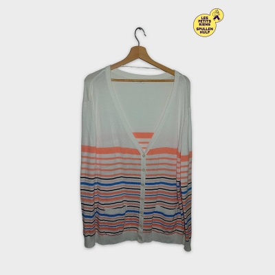 Damart Cardigan &Agrave; Rayures Multicolores Col V 4xl