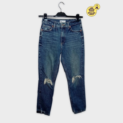 Jean Mom Fit D&eacute;chir&eacute; Bleu Taille S Zara