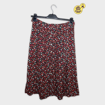 Jupe Courte Fleurie Kiabi Rouge/noire Taille L 40