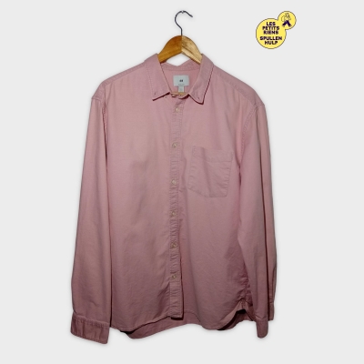 Chemise H&m Regular Fit Coton Rose Manches Longues Xl