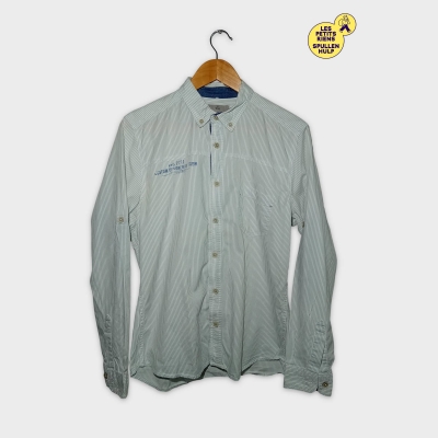 Chemise Angelo Litrico Homme Slim Fit Rayée Blanche Bleue M 39-40