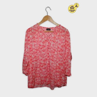Blouse Femme Taifun Corail Motif Serpent Manches Courtes T4411
