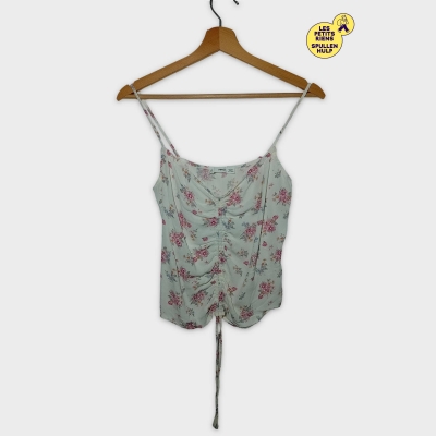Mng Crop Top Blanc Floral &Agrave; Bretelles Fines S