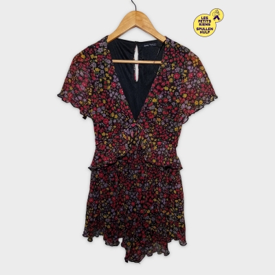 Combinaison Short Fleurie Plissée Bershka M