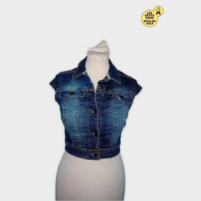Mini Veste Sans Manches En Jean Délavé Mango Jeans S