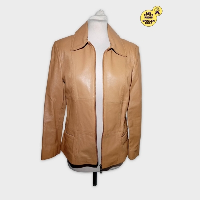 Blouson Cuir V&eacute;ritable Camel Pellissimo L Cuir Souple Mi-saison