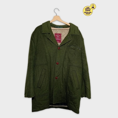 Lebole Uomo Veste Manteau Laine Cachemire Vert Fonc&eacute; Boutons Rouges L