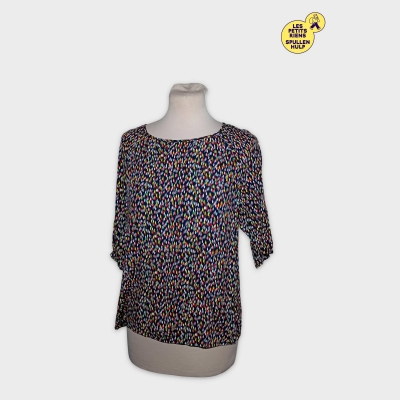 Blouse Manches Longues Promod Motif Pois Multicolores Bleu Marine M