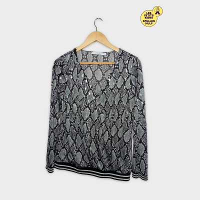 Lola Liza Haut Manches Longues Imprim&eacute; Serpent Noir Gris L