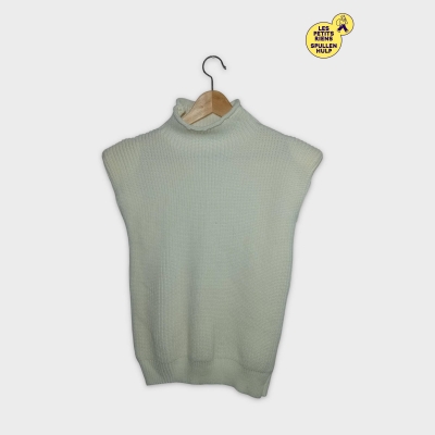 D&eacute;bardeur Col Montant Cr&egrave;me Tricot Femme M &Eacute;l&eacute;gant Confortable