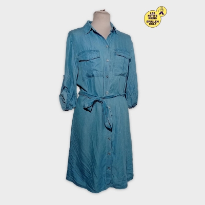 Robe Chemise Lolaliza En Lyocell Bleu Clair Taille S 36