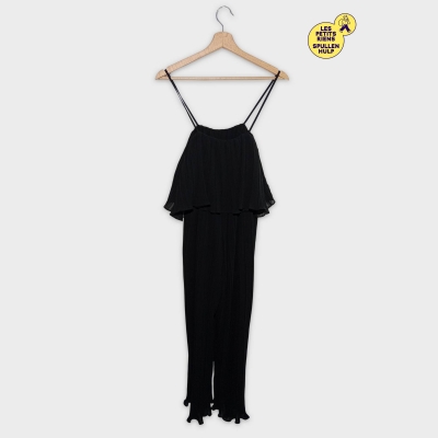 Combinaison Pantalon Pliss&eacute;e Noire Fines Bretelles M