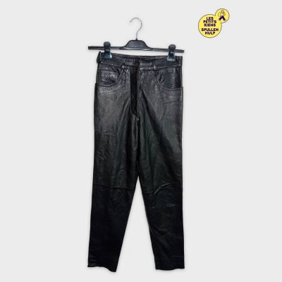 Pantalon Cuir Agneau Noir In-fraction M 38 Chic Intemporel