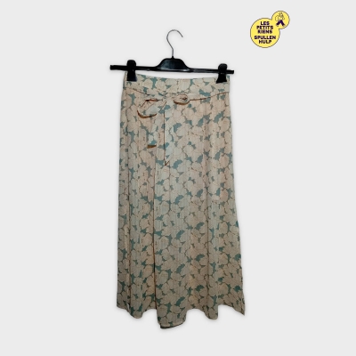 Jupe Pliss&eacute;e Fleurie Beige Bleue Majolica S