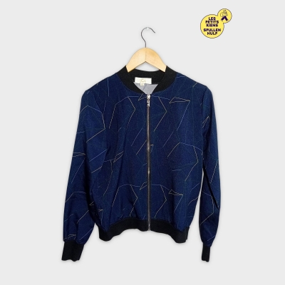 Bomber Jcl Bleu Marine Motif G&eacute;om&eacute;trique Dor&eacute; L