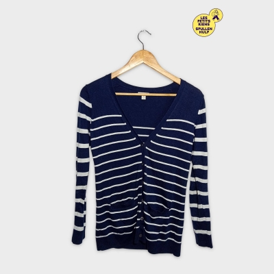 Gilet Cardigan Ray&eacute; Bleu Marine & Blanc Gap Xs