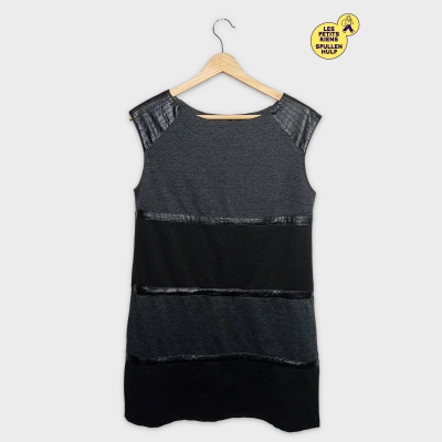 Robe Tunique Gris Fonc&eacute; Similicuir Xl 42 Ctn