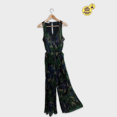 Combi-pantalon Plissée Brillante Promod M Vert Bleu Doré