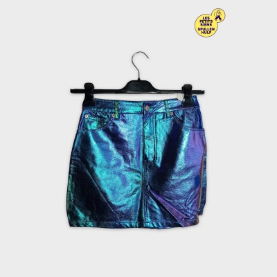 Jupe Courte Métallisée Irisée Pull&bear Xs Effet Holographique