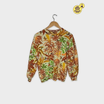 V-s-a Haut Manches Longues Imprimé Tropical Fleuri Coton M Femme