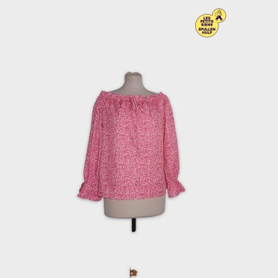 Blouse Rose Imprimé Floral Manches Longues En Acétate L