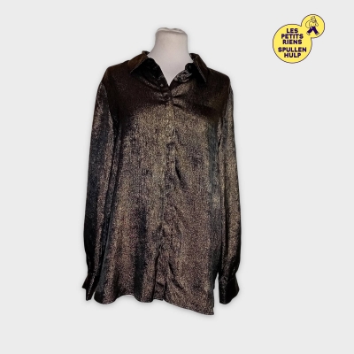 Chemisier Femme Yaya Woman Xl M&eacute;tallis&eacute; Brillant Or Noir