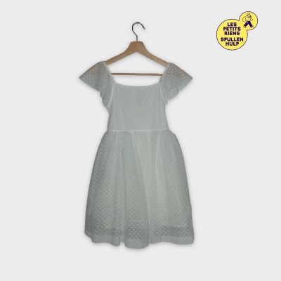 Robe Blanche &Agrave; Pois Lc Waikiki Fille 10 Ans 140 Cm T4573