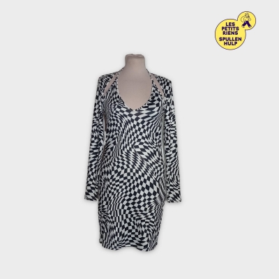 Robe Courte Moulante Noire Et Blanche Motif Damier H&m Divided M