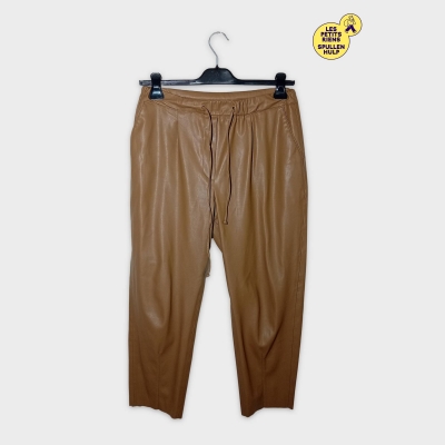 Someday. Pantalon Jogger Simili Cuir Camel L 40