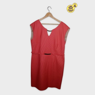 Robe Droite Courte Marie M&eacute;ro Rouge &Eacute;cossais V-neck 4xl / 48 / 20