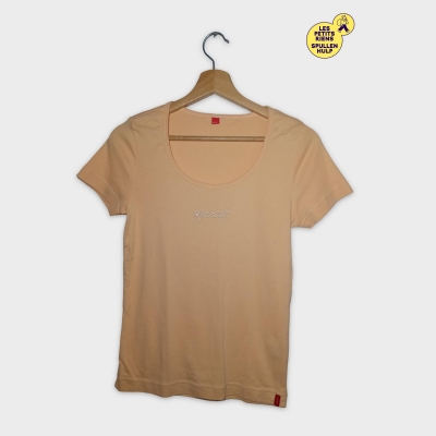 T-shirt Esprit Femme P&ecirc;che Coton Strass Col Rond Manches Courtes M