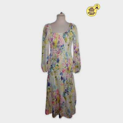 Robe Courte Florale Smock&eacute;e Manches Longues H&m S