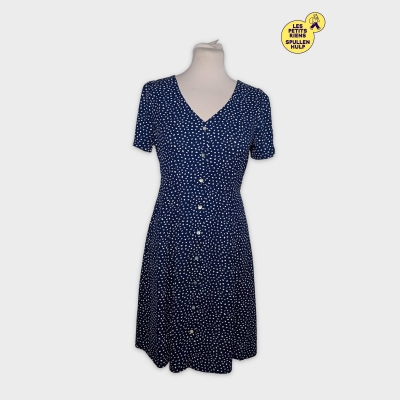 Robe Midi Bleue Marine À Pois Only S