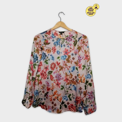Blouse Femme Fleurie Massimo Dutti Rose Poudré Xs 34