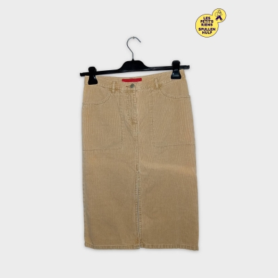 Jupe Droite Velours Côtelé Beige Camel Fcuk Jeans M / 38 / 10