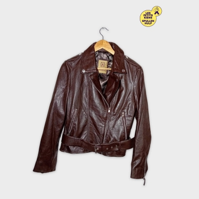 Veste Cuir Motard Marron Aviatrix Xl